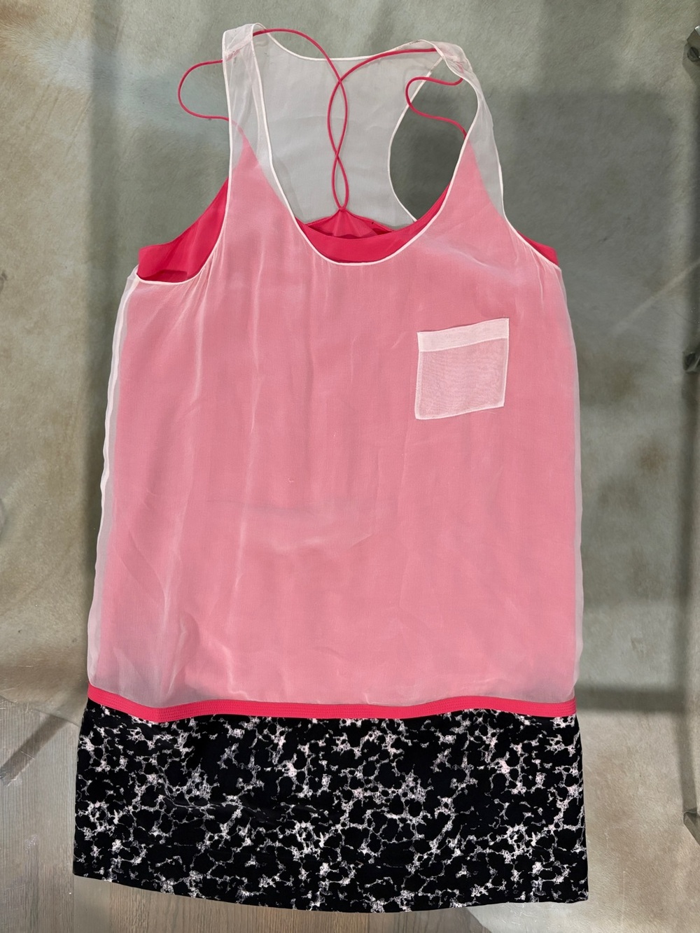 Alexander Wang Women's Silk Two-Tone Pink & Black Sleep Slip Mini Dress or Tunik